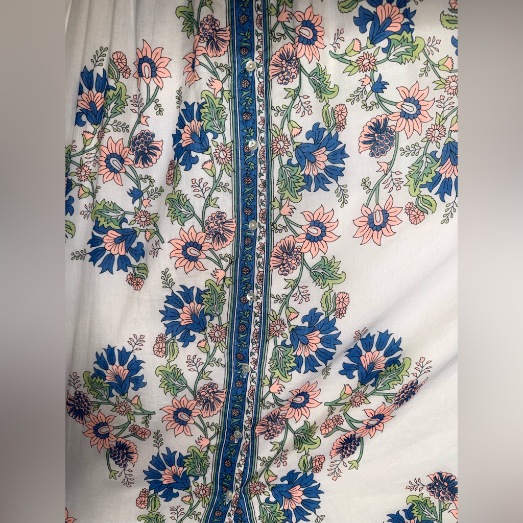 Juliet Dunn Tie Shoulder Dress In Rose Border - Size 1 — image 2 of 8